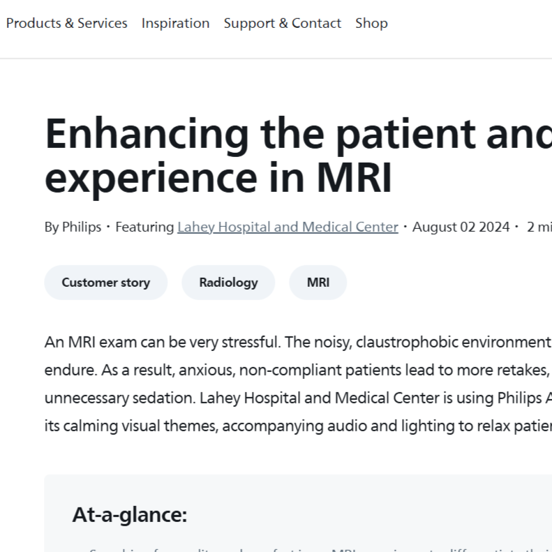 Phillips article on how design is used to soothe MRI patients 